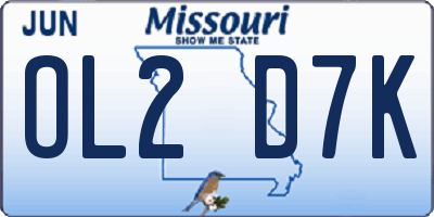 MO license plate OL2D7K