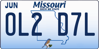MO license plate OL2D7L