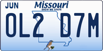 MO license plate OL2D7M