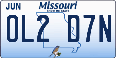 MO license plate OL2D7N