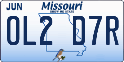 MO license plate OL2D7R