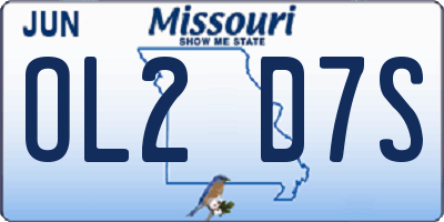MO license plate OL2D7S