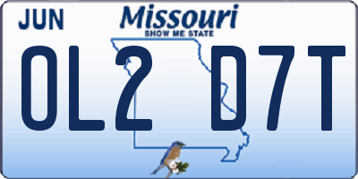 MO license plate OL2D7T