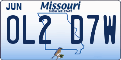 MO license plate OL2D7W