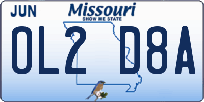 MO license plate OL2D8A
