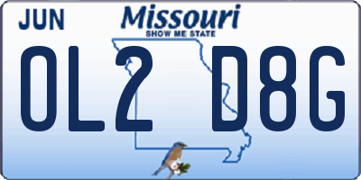 MO license plate OL2D8G