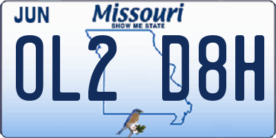 MO license plate OL2D8H