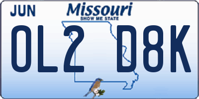 MO license plate OL2D8K