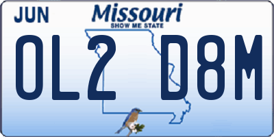 MO license plate OL2D8M