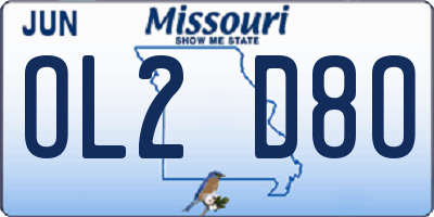 MO license plate OL2D8O
