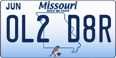 MO license plate OL2D8R