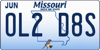 MO license plate OL2D8S