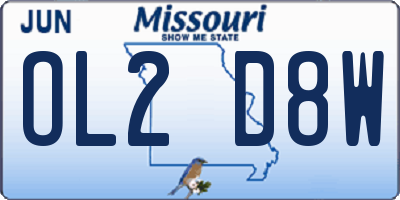 MO license plate OL2D8W