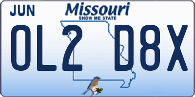 MO license plate OL2D8X