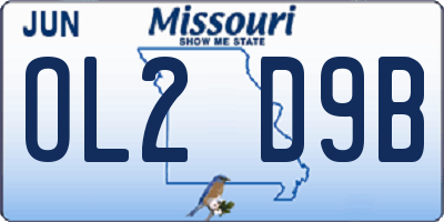 MO license plate OL2D9B