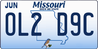 MO license plate OL2D9C
