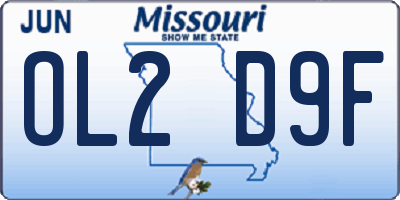 MO license plate OL2D9F