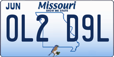 MO license plate OL2D9L