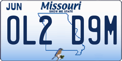MO license plate OL2D9M