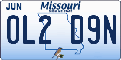 MO license plate OL2D9N