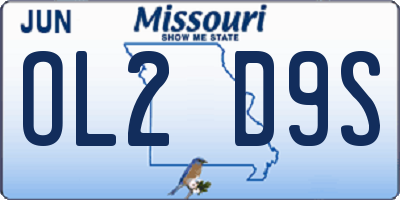MO license plate OL2D9S