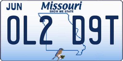 MO license plate OL2D9T