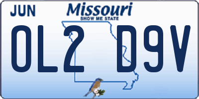 MO license plate OL2D9V