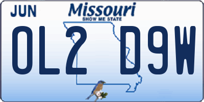 MO license plate OL2D9W
