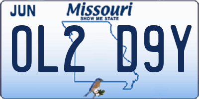 MO license plate OL2D9Y