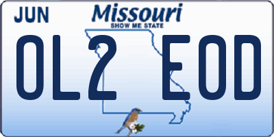 MO license plate OL2E0D