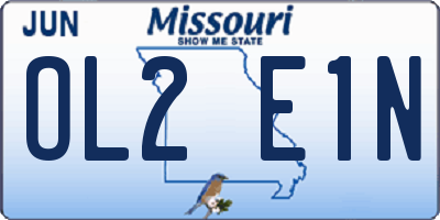 MO license plate OL2E1N