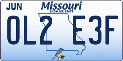 MO license plate OL2E3F
