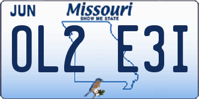 MO license plate OL2E3I