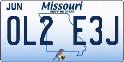 MO license plate OL2E3J
