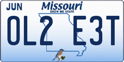 MO license plate OL2E3T
