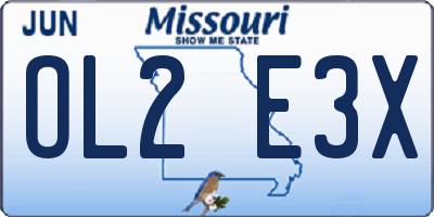 MO license plate OL2E3X