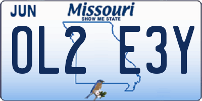 MO license plate OL2E3Y