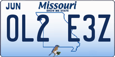 MO license plate OL2E3Z