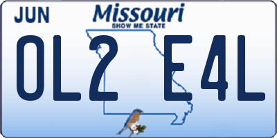 MO license plate OL2E4L