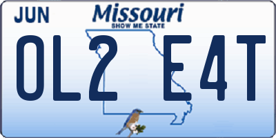 MO license plate OL2E4T