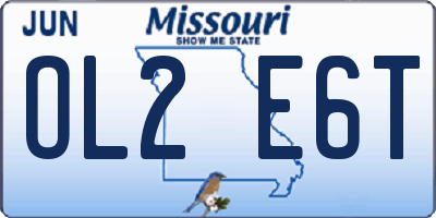 MO license plate OL2E6T