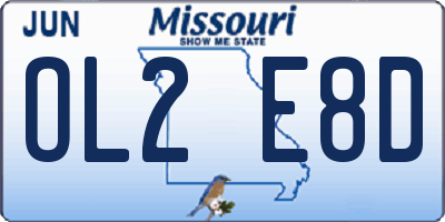 MO license plate OL2E8D