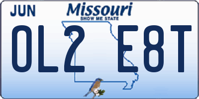 MO license plate OL2E8T