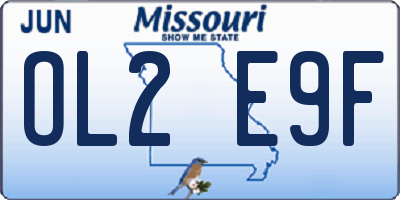 MO license plate OL2E9F