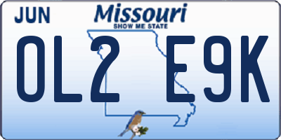 MO license plate OL2E9K