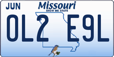 MO license plate OL2E9L