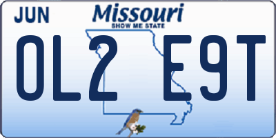 MO license plate OL2E9T