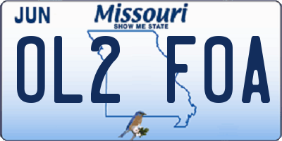 MO license plate OL2F0A