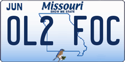 MO license plate OL2F0C