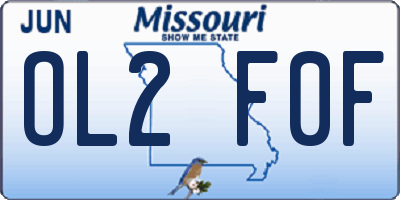MO license plate OL2F0F